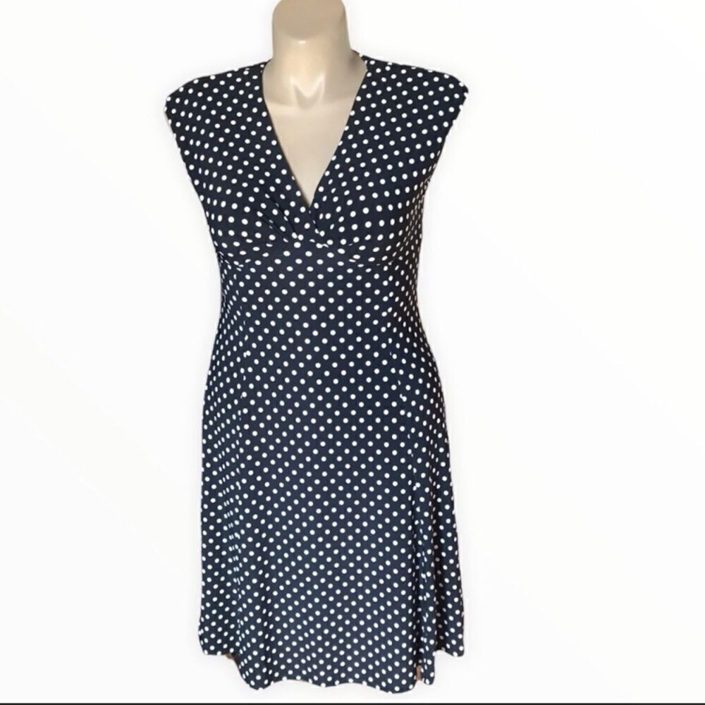 CHAPS Large Petite Dress Black With White Dots